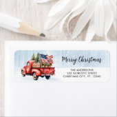 Weihnachtsweihnachtsfahrt Roter Lkw US-Flagge Rück (Insitu)