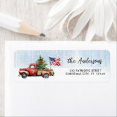 Weihnachtsweihnachtsfahrt Roter Lkw US-Flagge Rück (Insitu)