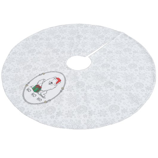 WeihnachtsWeihnachtsfeiertag Eskimo HO HO HO Niedl Fleece Weihnachtsbaumdecke (Schrägansicht)