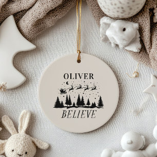 Weihnachtsweihnachtsfest - Beige Foto Keramik Ornament