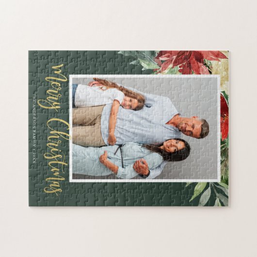 Weihnachtsweihnachtsgebäck Blumengrün Foto Puzzle (Horizontal)