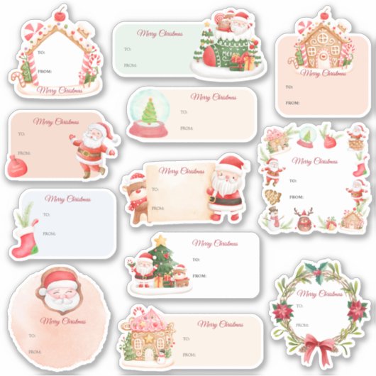 Weihnachtsweihnachtsgeschenk-Tag Aufkleber (Vorderseite)