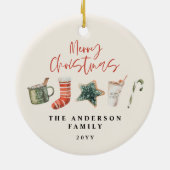 Weihnachtsweihnachtsgetränke Süßkarpfen Keramik Ornament (Hinten)