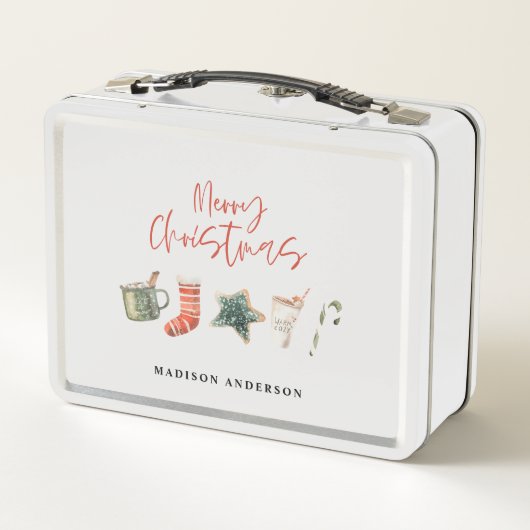 Weihnachtsweihnachtsgetränke Süßkarpfen Metall Brotdose (Rückseite)