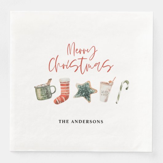 Weihnachtsweihnachtsgetränke Süßkarpfen Serviette (Vorderseite)