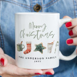 Weihnachtsweihnachtsgetränke Süßkarpfen Tasse<br><div class="desc">Ein lustiges festliches Tasse-Design mit Aquarellwinterfavoriten - heiße Schokolade,  Zuckerrohr,  Strumpf. Frohe Weihnachten im zeitgenössischen Drehbuch-Schriftart,  perfekt zum Feiern der Feiertage.</div>