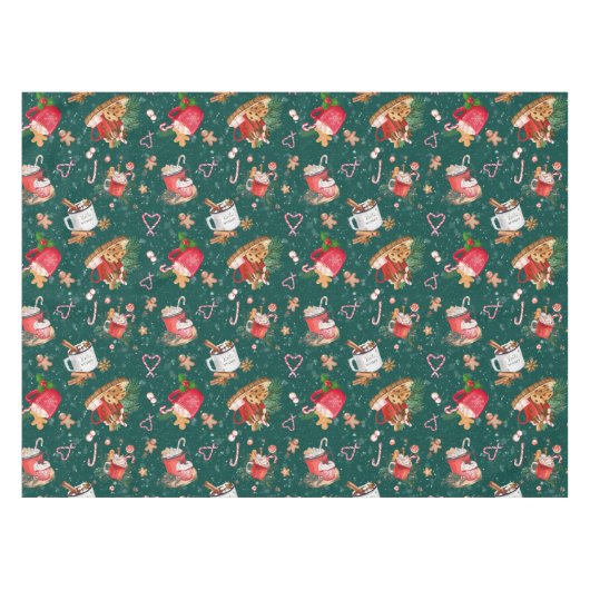 Weihnachtsweihnachtskakao Marshmallows Tasse Tischdecke (Vorderseite (Horizontal))