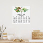 Weihnachtsweihnachtsküche Rose Holly Pine Seekarte Poster (Küche)