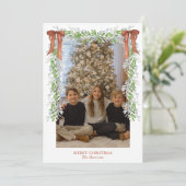 Weihnachtsweihnachtskupfer Bow Garland Feiertagskarte (Stehend Vorderseite)