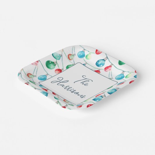 Weihnachtsweihnachtslichter Personalisiert Pappteller (Gewinkelt)