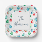 Weihnachtsweihnachtslichter Personalisiert Pappteller (Vorderseite)