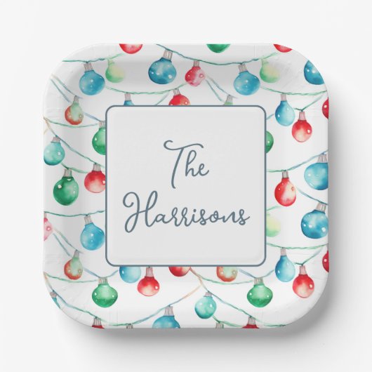 Weihnachtsweihnachtslichter Personalisiert Pappteller (Vorderseite)