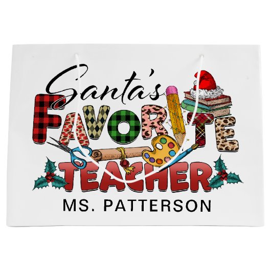 Weihnachtsweihnachtsnamen der Lieblingslehrer des Große Geschenktüte (Vorderseite)