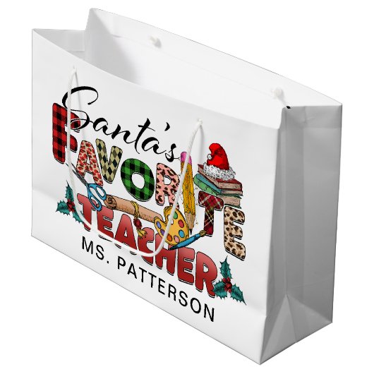 Weihnachtsweihnachtsnamen der Lieblingslehrer des Große Geschenktüte (Vorderseite Schrägansicht)