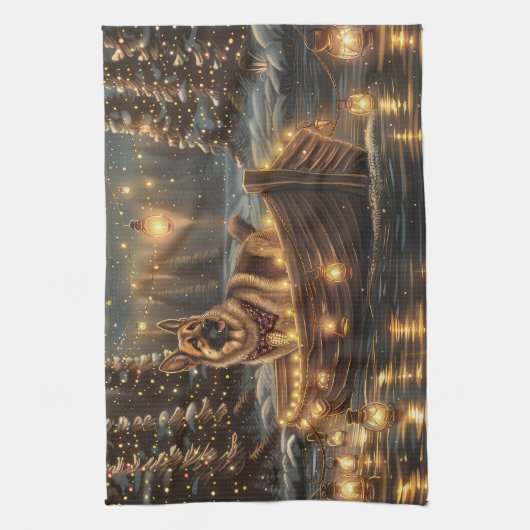 Weihnachtsweihnachtsreise Geschirrtuch (Vertikal)