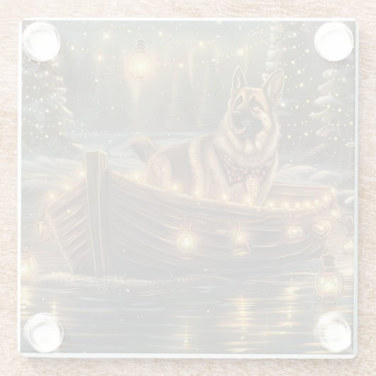 Weihnachtsweihnachtsreise Glasuntersetzer (Rückseite)