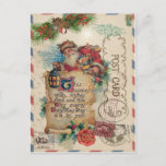 Weihnachtsweihnachtsreise Postkarte Weihnachtsmann<br><div class="desc">Weihnachts-Weihnachtsreise Postkarte Weihnachtsmann mit Geschenken.</div>