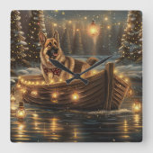 Weihnachtsweihnachtsreise Quadratische Wanduhr (Vorderseite)