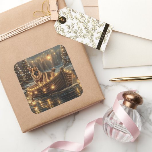 Weihnachtsweihnachtsreise Quadratischer Aufkleber (Schenken)