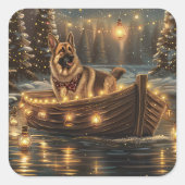 Weihnachtsweihnachtsreise Quadratischer Aufkleber (Vorderseite)