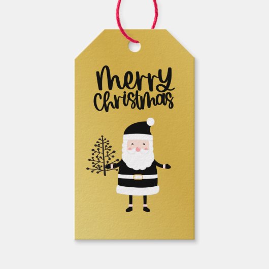 Weihnachtsweihnachtsthema Schwarz und Gold Geschenkanhänger (Vorderseite)