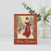 Weihnachtsweihnachtsweihe Viktorianische Frauenhun Postkarte (Stehend Vorderseite)