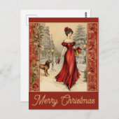 Weihnachtsweihnachtsweihe Viktorianische Frauenhun Postkarte (Vorne/Hinten)