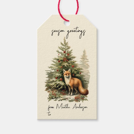 Weihnachtsweihnachtswinterwald Name Geschenkanhänger (Vorderseite)