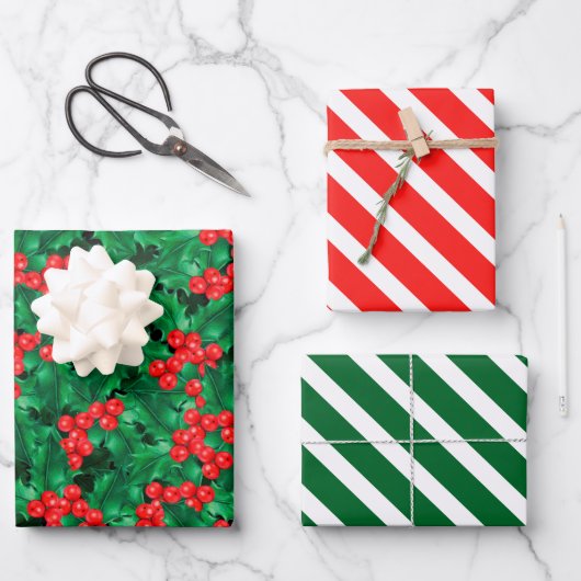 Weihnachtsweihnachtswrapping Paper Set 3 Geschenkpapier Set (Vorderseite)