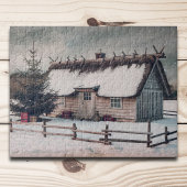 Weihnachtsweihnachtszene mit Hütte Puzzle