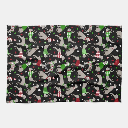 Weihnachtsweimaraner Hund Geschirrtuch (Horizontal)