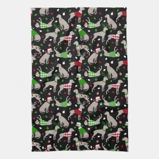 Weihnachtsweimaraner Hund Geschirrtuch (Vertikal)