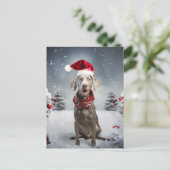 Weihnachtsweimaraner Hund Postkarte (Stehend Vorderseite)
