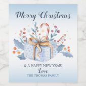 Weihnachtswein Flasche Etikett blau Präsent (Einzelnes Label)