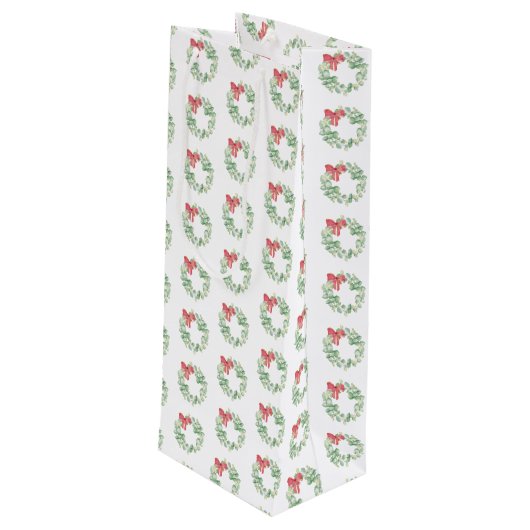 Weihnachtswein Geschenktasche Rot und Grün Kranz Geschenktüte Für Weinflaschen (Rückseite Schrägansicht)