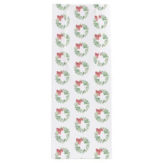 Weihnachtswein Geschenktasche Rot und Grün Kranz Geschenktüte Für Weinflaschen (Vorderseite)