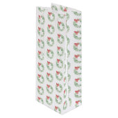 Weihnachtswein Geschenktasche Rot und Grün Kranz Geschenktüte Für Weinflaschen (Vorderseite Schrägansicht)