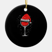 Weihnachtswein Glass Schneeflocken Weihnachtsmannm Keramik Ornament (Vorne)