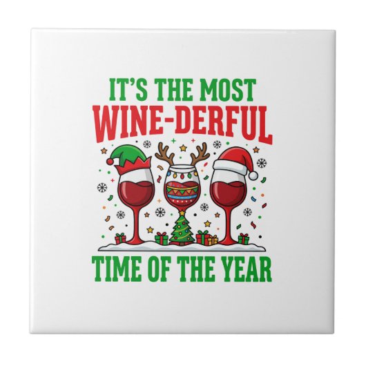 Weihnachtswein-herrliches rotes Weindesign Fliese (Vorderseite)