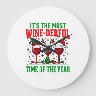 Weihnachtswein-herrliches rotes Weindesign Große Wanduhr