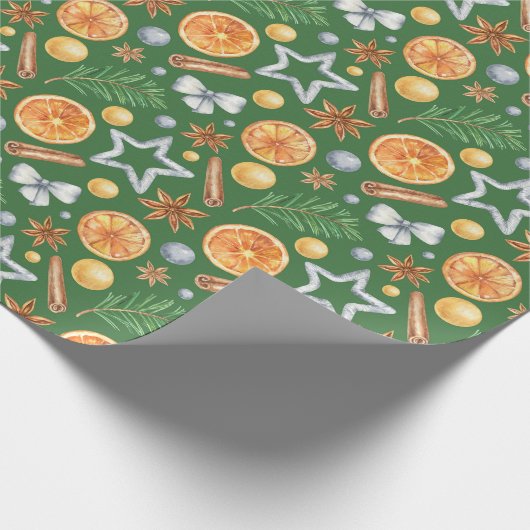 Weihnachtswein in Aquarellfarbe, Gewürzkutter Geschenkpapier (Ecke)