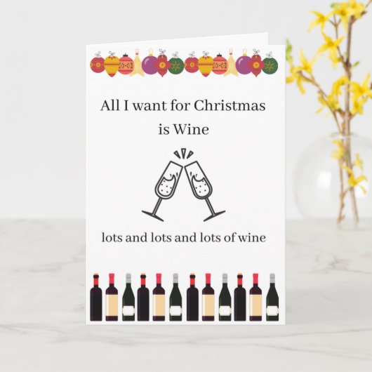 Weihnachtswein Karte (Gelbe Blume)