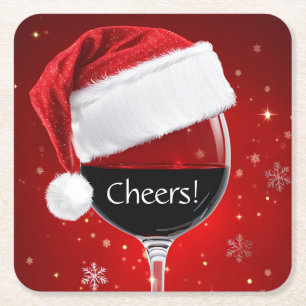 Weihnachtswein Party Rechteckiger Pappuntersetzer