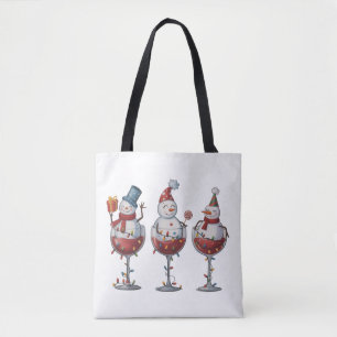 Weihnachtswein Schneemänner Feiertagsgetränke Xmas Tasche