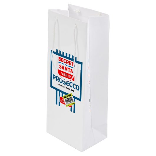 Weihnachtswein und glänzende Weinetiketten Geschenktüte Für Weinflaschen (Vorderseite Schrägansicht)