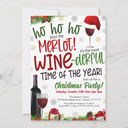 Weihnachtsweinbörse Party Einladung (Vorderseite)