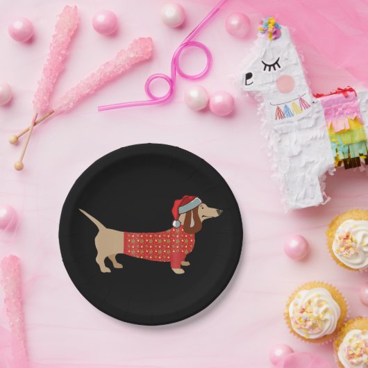 Weihnachtsweiner-Dackel Dackel in Hund Pappteller (Party)