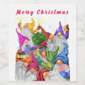 Weihnachtsweinetikett Gnome Celebration Party Weinetikett (Einzelnes Label)