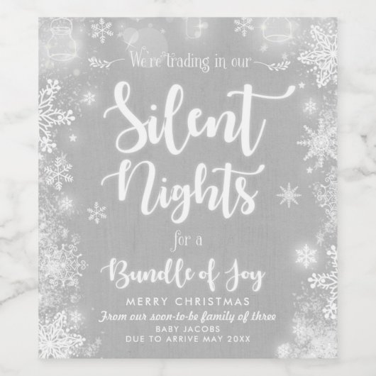 Weihnachtsweinetikett Pregnancy Reveal Familienges Weinetikett (Einzelnes Label)