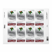 Weihnachtsweinlabel Holly Glitzer Zebra Red (Vorne)